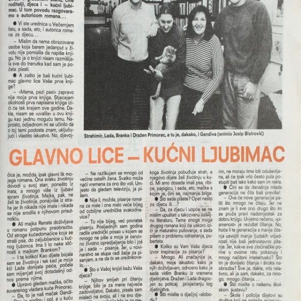 Modra lasta razgovor o knjizi mama, pazi pas! i obiteljska fotografija, tekst gordana vilović, snimio josip bistrović